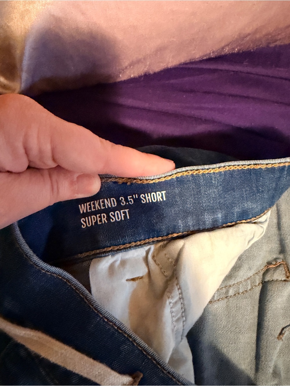 torrid Dark Blue Denim Shorts with Contrasting Gold Stitching - Picture 3 of 4